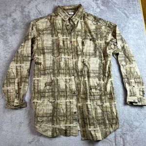 Columbia Mens Deer Brown Hunting Long Sleeve Button Up Shirt Size Extra Large